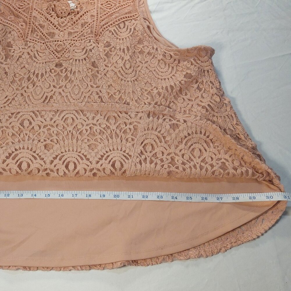 Women's Blush Pink EVRI Boho Crochet Lace Lined Sleeveless Tank Top Size 4X - Picture 10 of 16